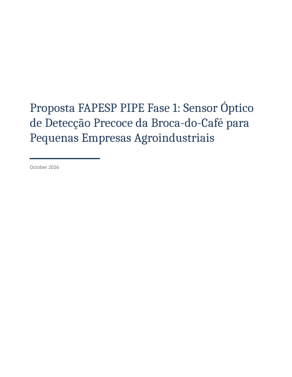 Page 1 of 11: Proposta FAPESP PIPE Fase 1: um sensor óptico contra a broca-do-café