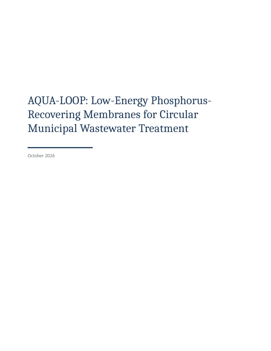 Page 1 of 7: A Horizon Europe proposal: AQUA-LOOP, phosphorus and clean water from wastewater