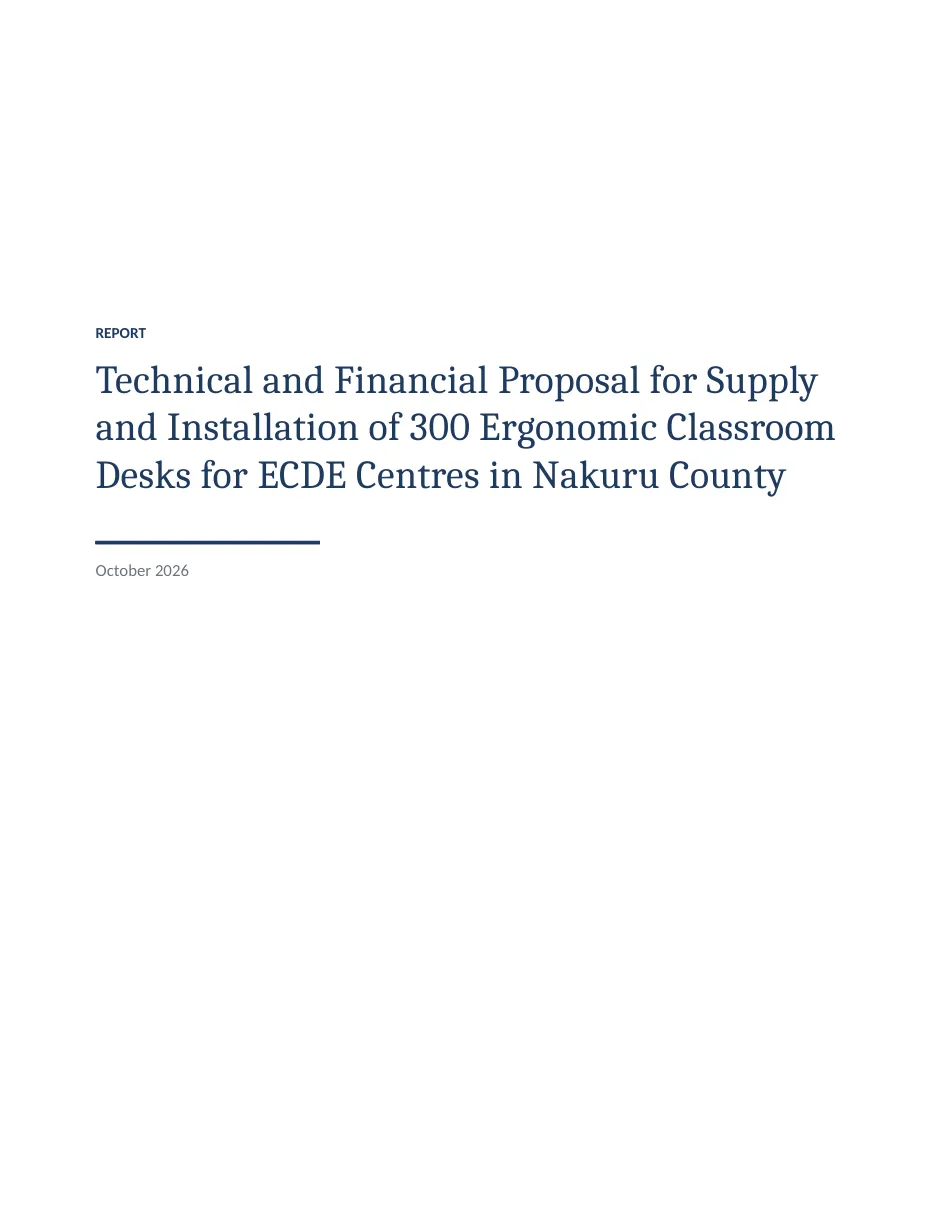 Page 1 of 8: A county tender bid: 300 classroom desks for Nakuru ECDE centres