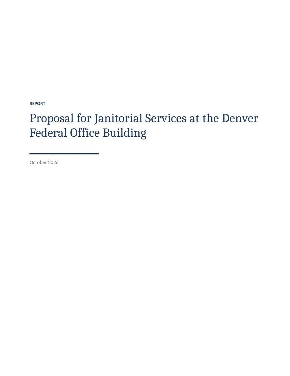 Page 1 of 10: A federal RFP response: janitorial services for a Denver office building