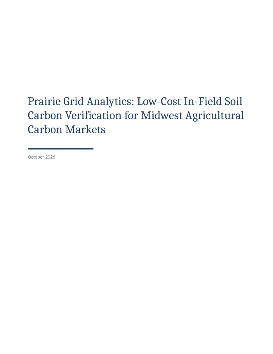 Page 1 of 7: An NSF SBIR Phase I proposal: soil-carbon sensors for Midwest farms