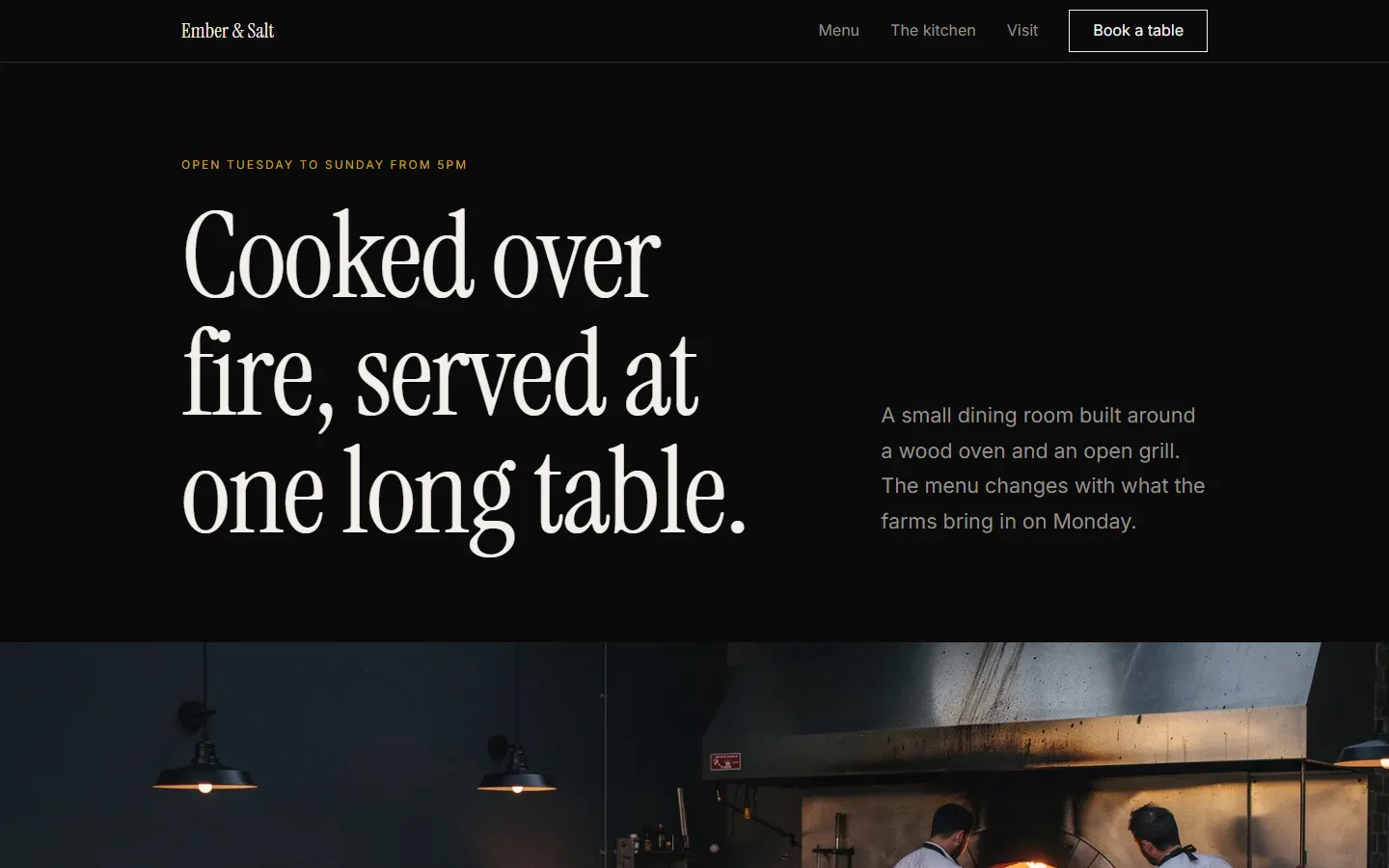 The Ember & Salt template's home page