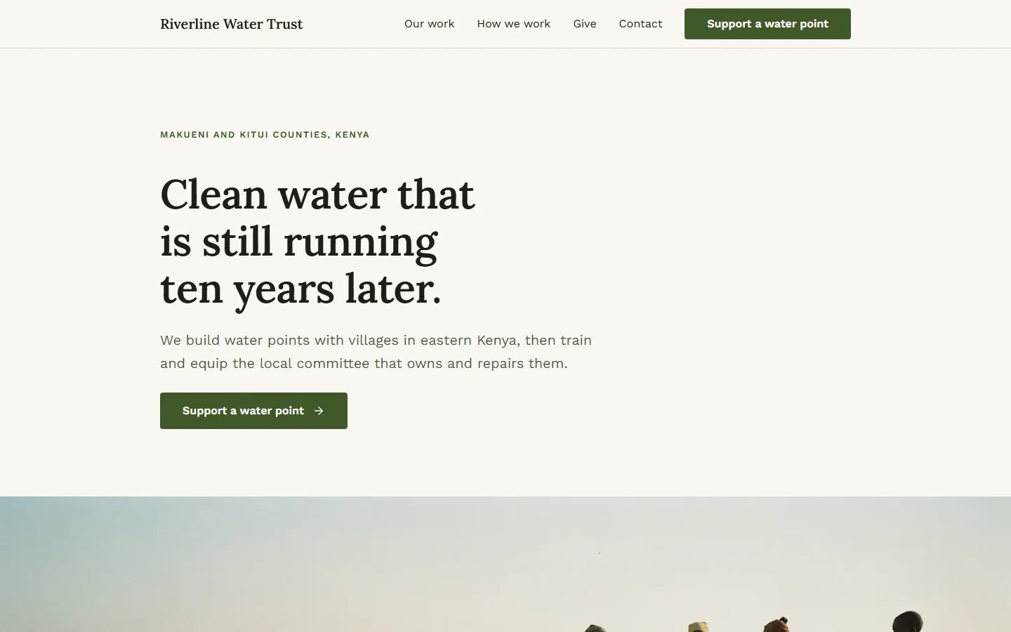 The Riverline Water Trust template's home page