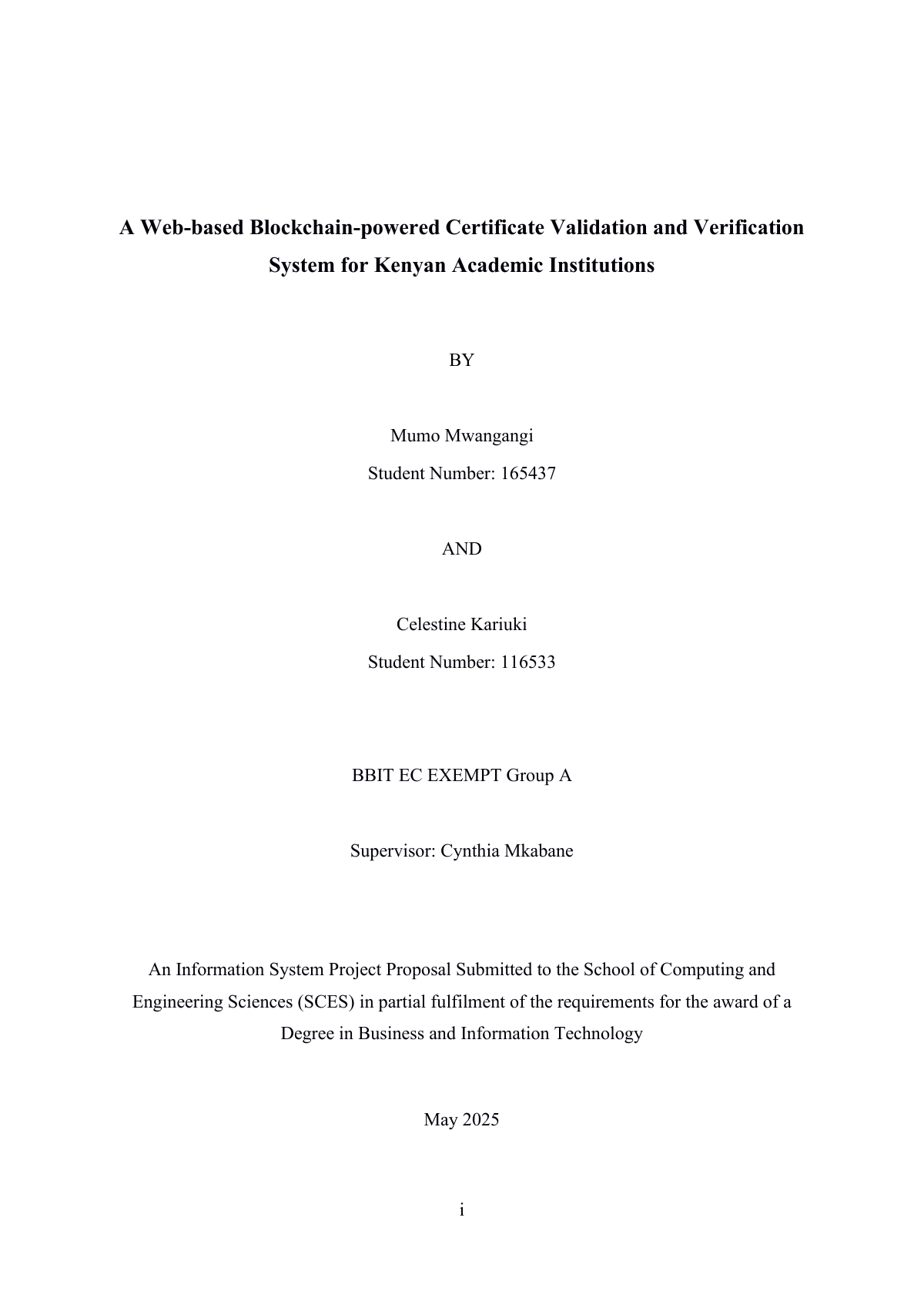 Strathmore Project Proposal first page preview