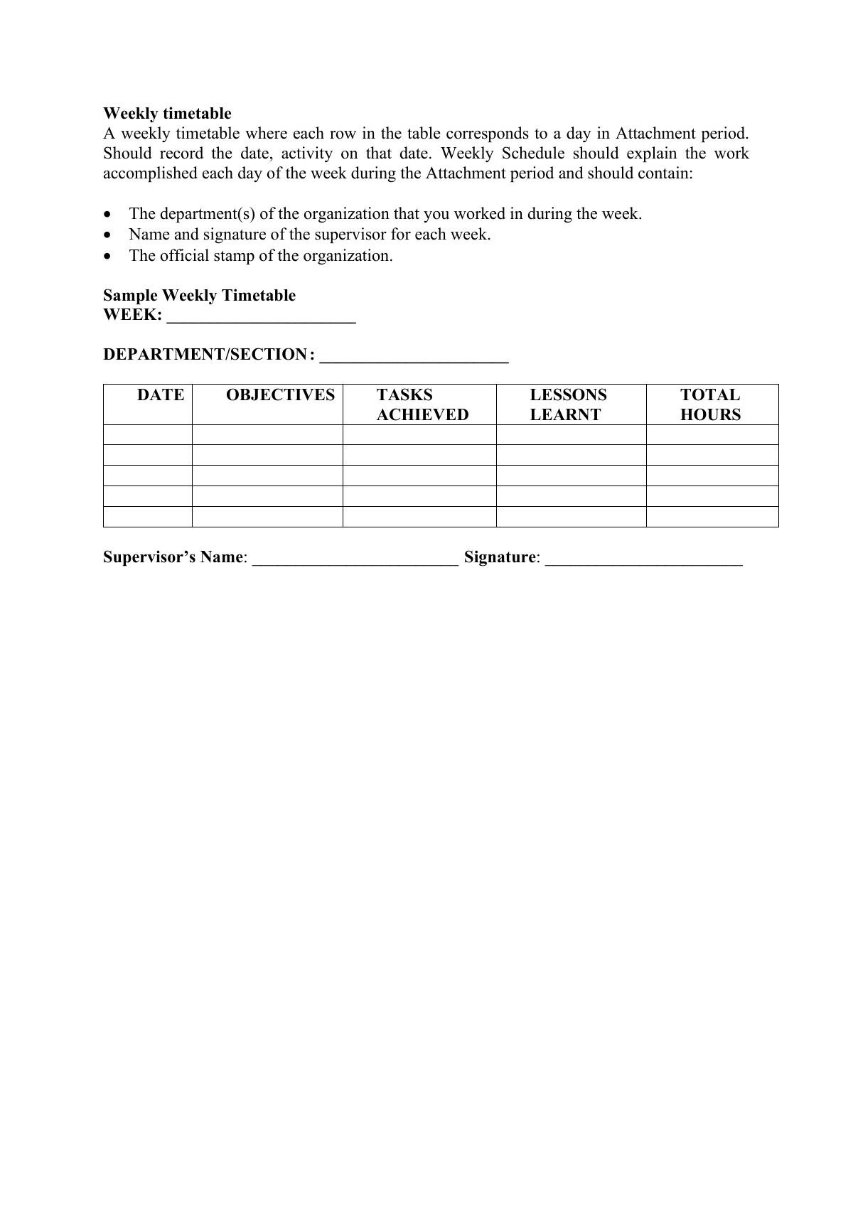Strathmore SBL Weekly Log first page preview